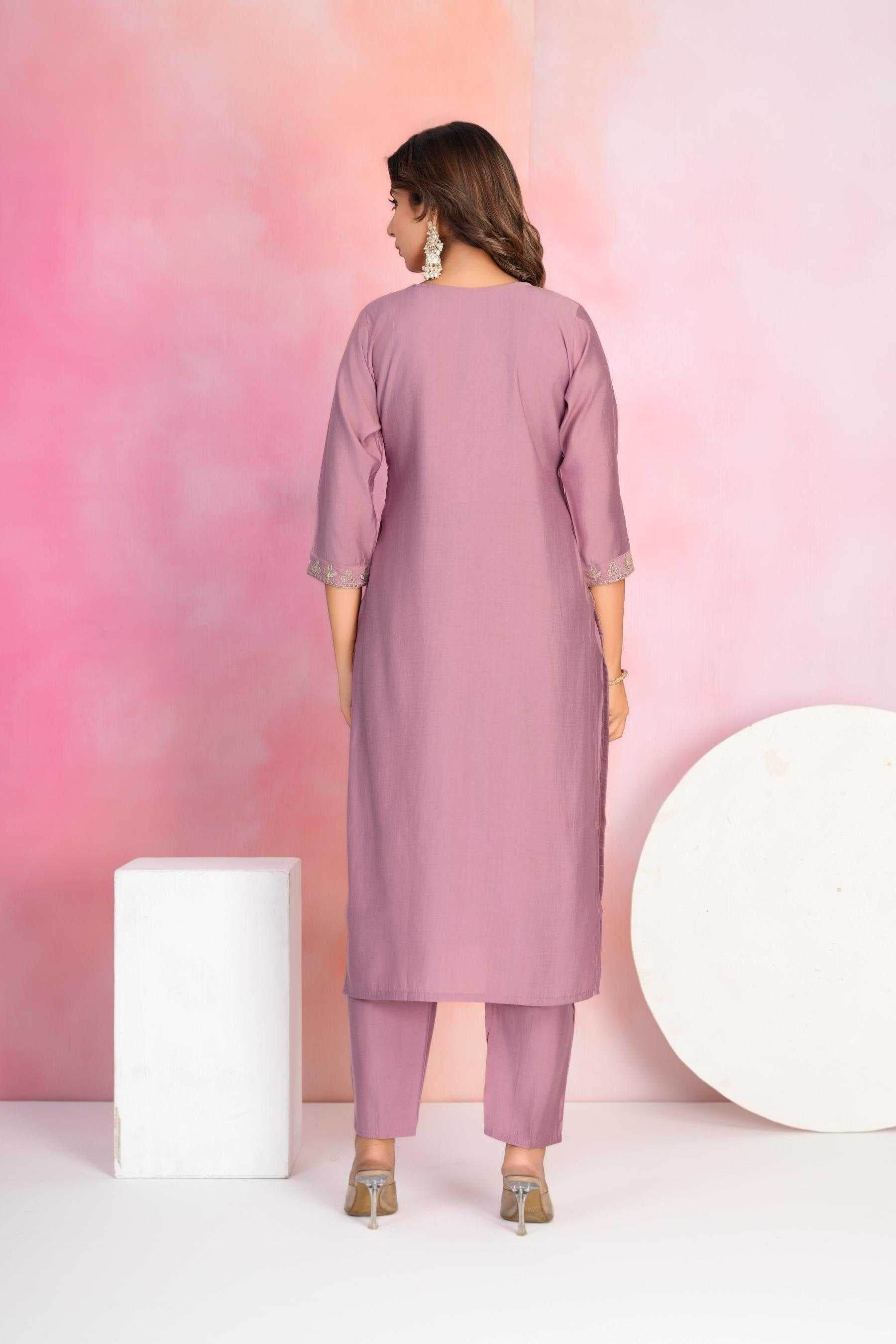 Viscose Chanderi Embroidery Ethnic Dresse - MYLUXURY LANE ENTERPRISE